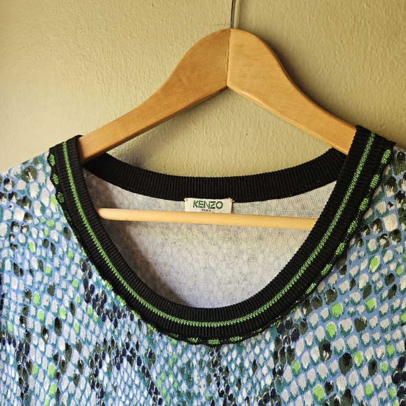 Kenzo Paris Snake Print Fit and Flare Knit Dress Size XL - Picture 6 of 9